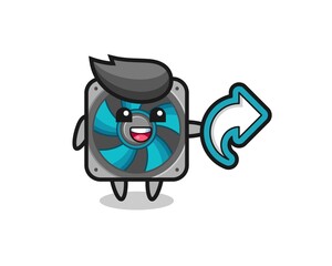cute computer fan hold social media share symbol