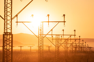 power lines at sunrise