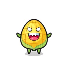 illustration of evil corn mascot character