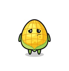 the lazy gesture of corn cartoon character