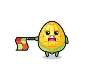 corn character as line judge hold the flag straight horizontally
