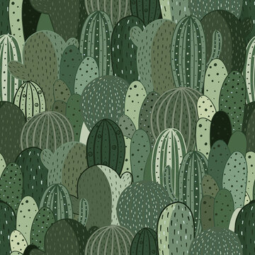 Seamless pattern cactus. Vector texture for textile, wrapping paper, packaging.