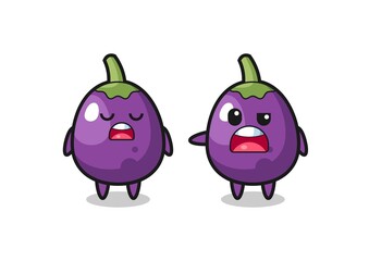 illustration of the argue between two cute eggplant characters