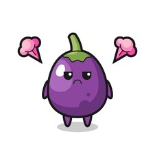 annoyed expression of the cute eggplant cartoon character