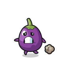 illustration of the eggplant running in fear