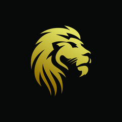 Lion head logo design Premium Vector