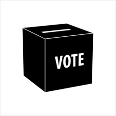 Vote Box Icon, Ballot Box Icon, Secured Narrow Slot On Top Sealed Container Use To Collect Ballot Paper