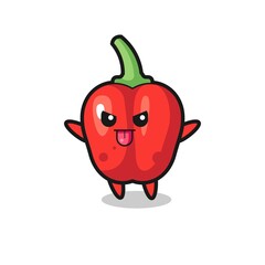 naughty red bell pepper character in mocking pose
