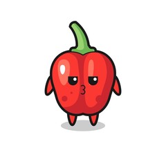 the bored expression of cute red bell pepper characters