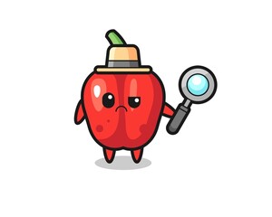 the mascot of cute red bell pepper as a detective