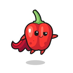 cute red bell pepper superhero character is flying