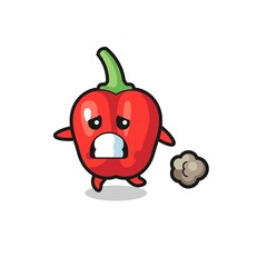 illustration of the red bell pepper running in fear
