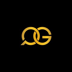 Golden Q G letter logo vector on black background