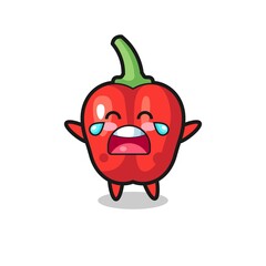 the illustration of crying red bell pepper cute baby
