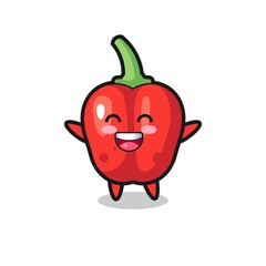 happy baby red bell pepper cartoon character