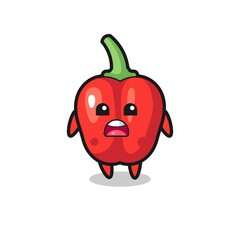 red bell pepper illustration with apologizing expression, saying I am sorry