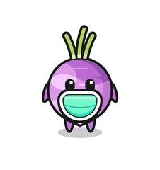 cute turnip cartoon wearing a mask