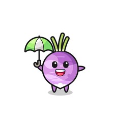 cute turnip illustration holding an umbrella