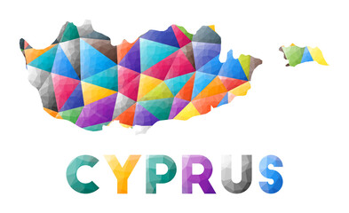 Cyprus - colorful low poly country shape. Multicolor geometric triangles. Modern trendy design. Vector illustration.