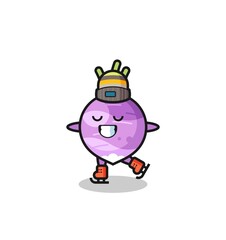 turnip cartoon as an ice skating player doing perform