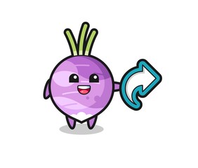 cute turnip hold social media share symbol