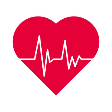Heart with pulse line illustration. Heart symbol with heart rate line vector. BPM icon