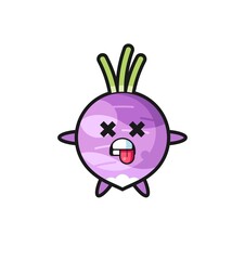 character of the cute turnip with dead pose