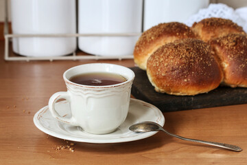Homemade sweet buns on the table.