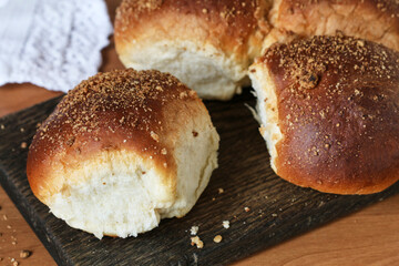 Homemade sweet buns on the table.