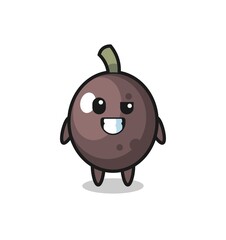 cute black olive mascot with an optimistic face