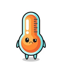the mascot of the thermometer with sceptical face