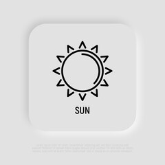 Sunny weather, sunlight thin line icon. Vector illustration.