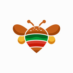 Burger Bee .Unique Vector design double meaning logo combination