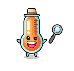 illustration of the thermometer mascot as a detective who manages to solve a case