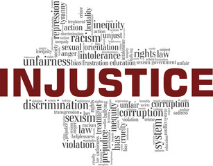 Injustice vector illustration word cloud isolated on a white background.