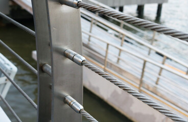 Stainless steel wire rope railing.