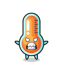 wrathful expression of the thermometer mascot character