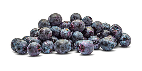 handful of blueberries isolated on white background