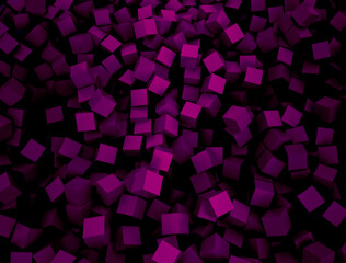 Obraz premium Abstract dark purple cubes blocks background. 3d Render Illustration