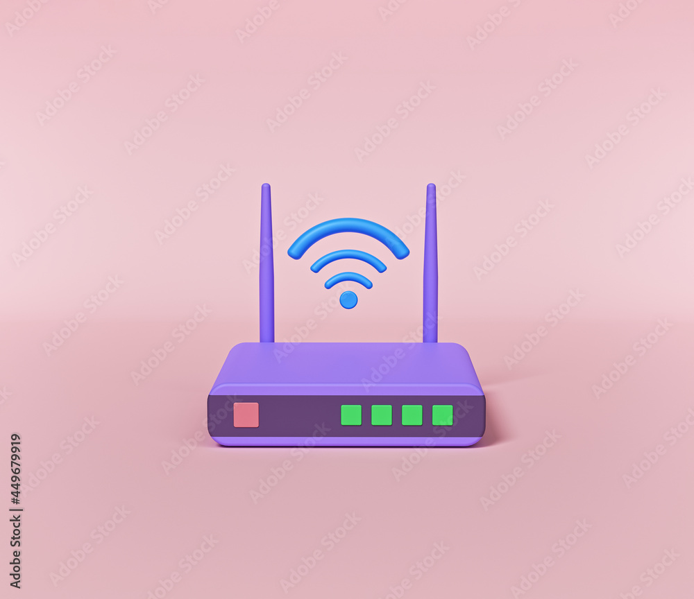 Poster minimal wifi router isolated. 3d rendering
