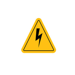 High Voltage Sign. Danger symbol. High Voltage Sign in yellow triangle, warning icon