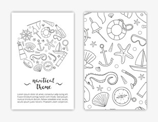 Card templates with hand drawn nautical items.