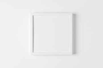 White wall frame mockup, square size.