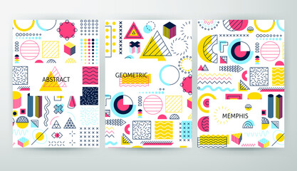 Fototapeta premium Abstract Web Design. Vector Illustration of Memphis Posters.