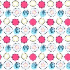 Circle Seamless Pattern. Vector Illustration of Memphis Geometric Background.