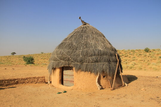 Desert hut on a small village in Jaisalmer, Rajasthan India