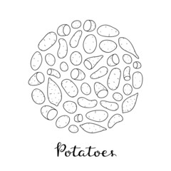 Different potatoes in circle.