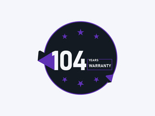 104 years warranty icon isolated on white background