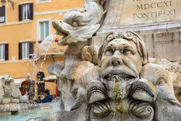 Fontana del Pantheon in the Piazza della Rotonda, Rome, Italy