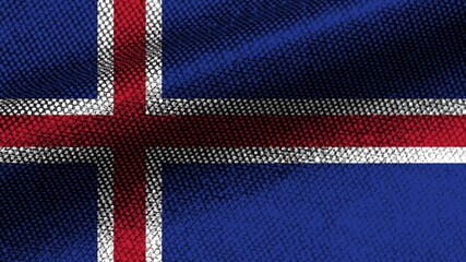 Iceland Realistic Fabric Texture Effect Wavy Flag 3D Illustration